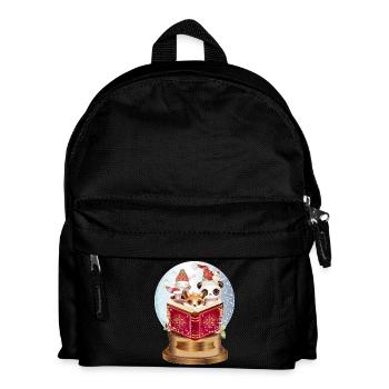 Tiere lesen in einer Schneekugel zu Weihnachten - Kinder Rucksack - Schwarz - Vorne