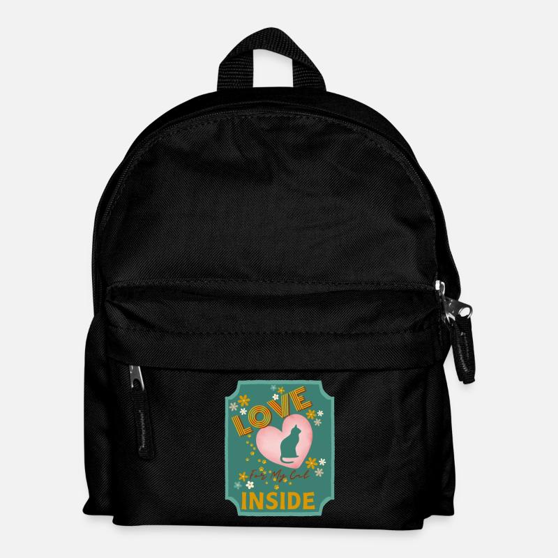 Liebe in meinem Katzenherz-Design - Kinder Rucksack - Schwarz