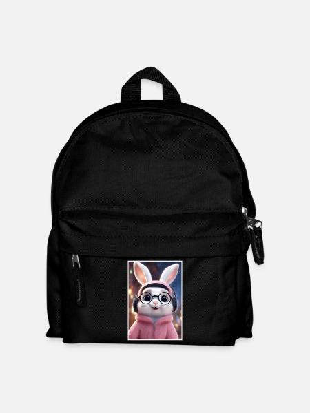 Cuddly bunny with glasses and hoodie - Kids' Backpack - black