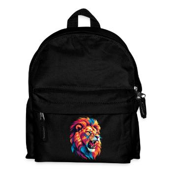 Multicolored Lion - Kids' Backpack - black - Front