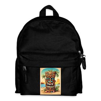 Tiki Statue cartoon - Kids' Backpack - black - Front