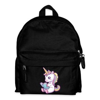 Niedliches Einhorn Cartoon liest ein Buch - Kinder Rucksack - Schwarz - Vorne