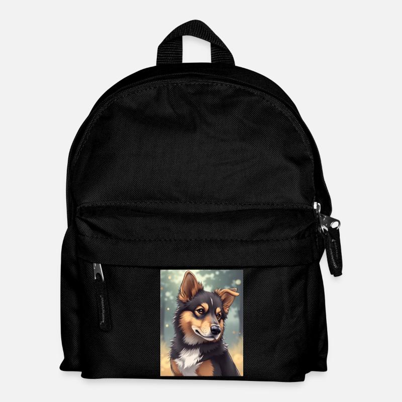Cute Dog in Anime Style - Kids' Backpack - black