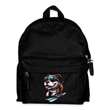 Pitbull Dog Skiing Winter Sports Vacation - Kids' Backpack - black - Front