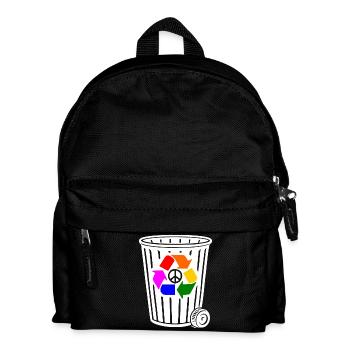 Peace Recycling Peacezeichen - Kinder Rucksack - Schwarz - Vorne