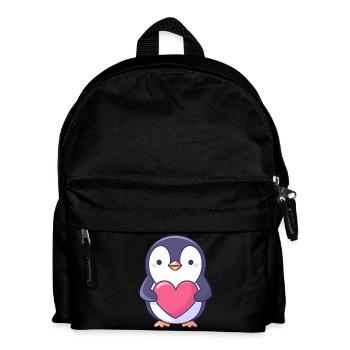 Pinguin mit rotem Herz - Entzückender Cartoon - Kinder Rucksack - Schwarz - Vorne