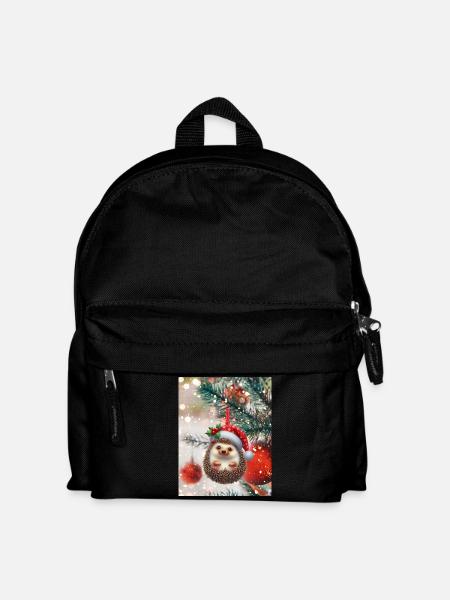 Weihnachtlicher Igel: Süßer Weihnachts-Look - Kinder Rucksack - Schwarz
