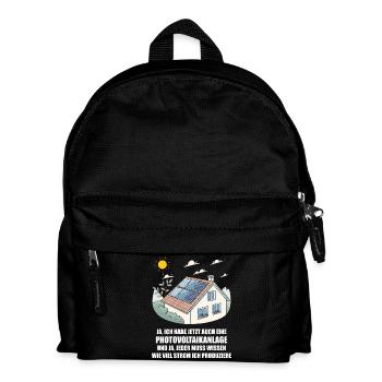 Photovoltaikanlage, Solarstrom, Sonnenenergie - Kinder Rucksack - Schwarz - Vorne