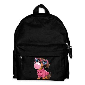 Niedlicher Dackel mit Kaugummi - Kinder Rucksack - Schwarz - Vorne