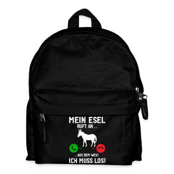 Mein Esel ruft an, ich muss los! - Kinder Rucksack - Schwarz - Vorne