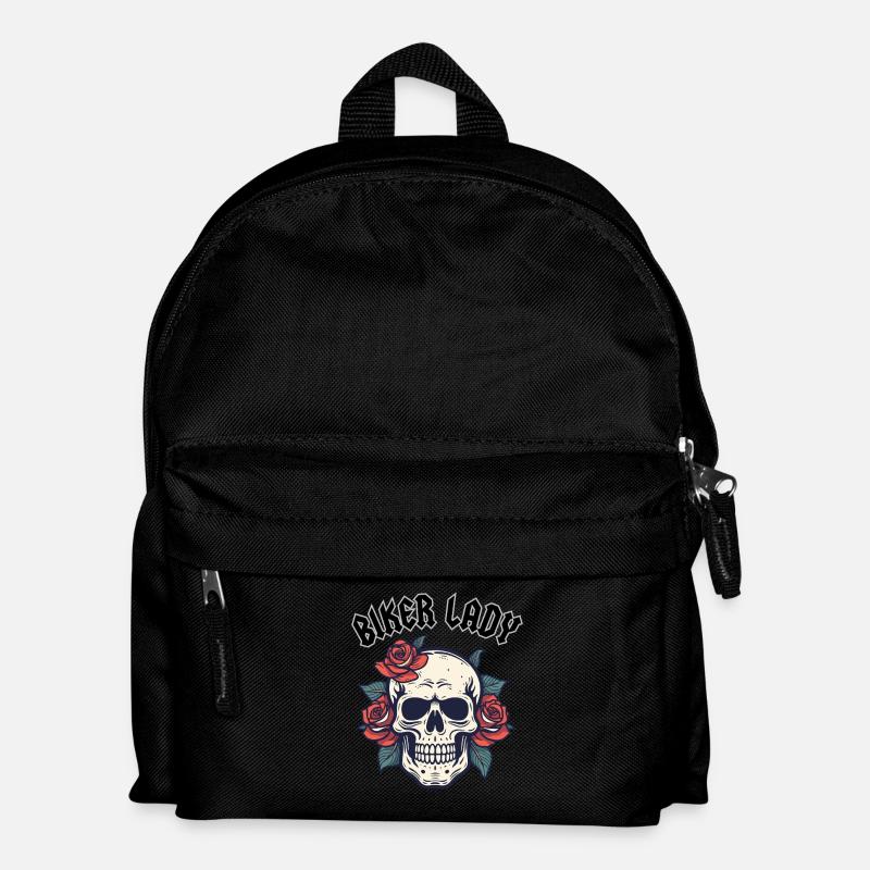 BIKER LADY WITH ROSE - Kids' Backpack - black