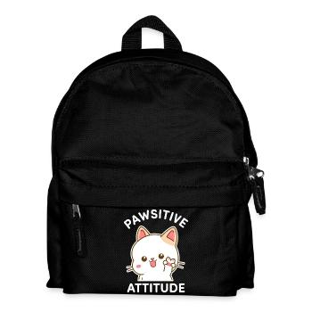 Pfotenhaltung - Katze macht das V-Zeichen - Kinder Rucksack - Schwarz - Vorne