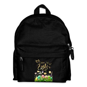 Pâques dorées - Fleurs et œufs - Sac à dos Enfant - noir - Devant