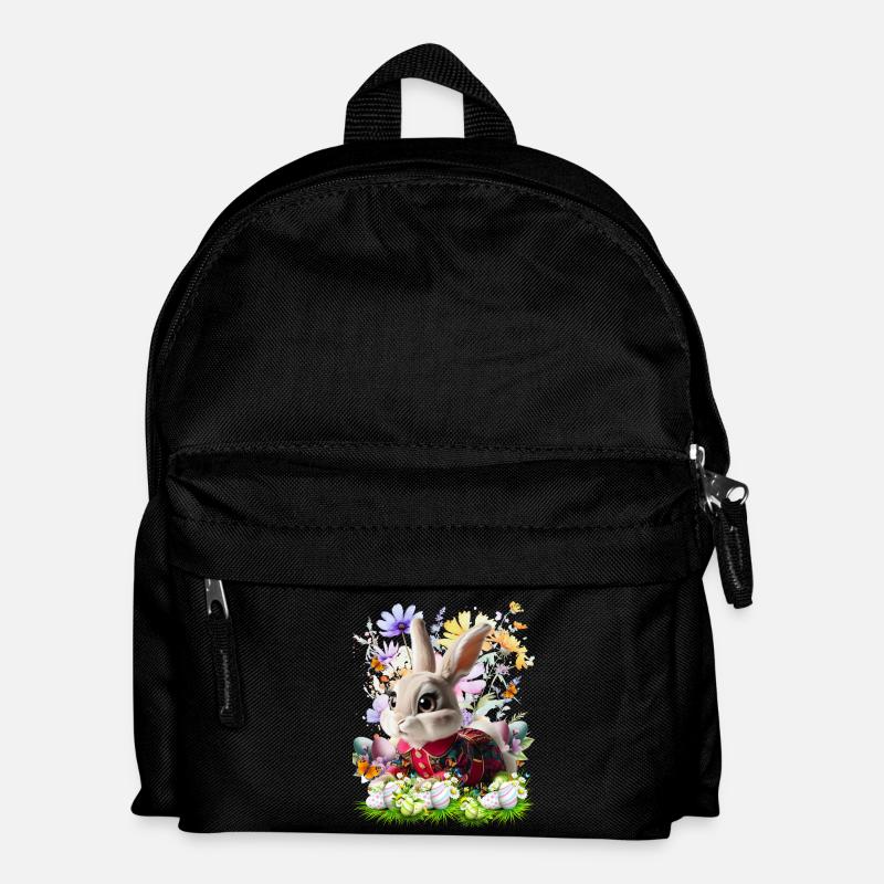 Osterhase im Blumenfeld - Kinder Rucksack - Schwarz