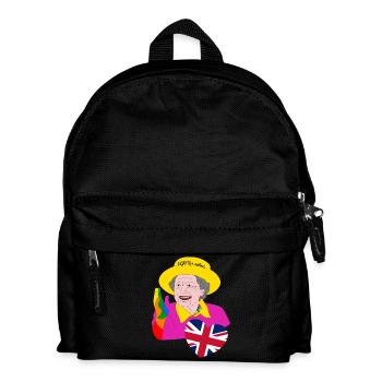 Queen in rainbow colors with Union Jack heart - Kids' Backpack - black - Front