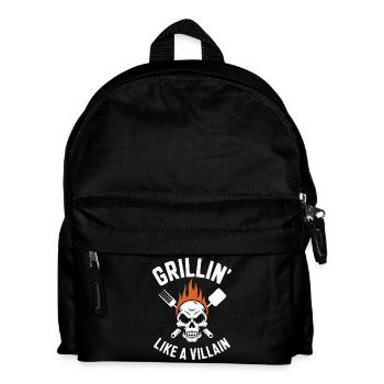 Grilling Skull Inferno T-Shirt Design - Kids' Backpack - black - Front
