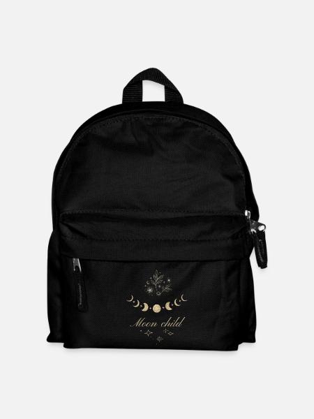 Moon phases and stars with Moon child text. - Kids' Backpack - black