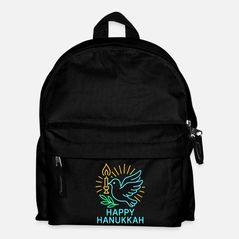 Frohes Chanukka Taube des Friedens Neon - Kinder Rucksack - Schwarz