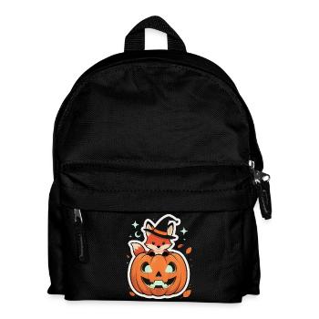 Süßer Halloween Fuchs im Kürbis mit Hexenhut - Kinder Rucksack - Schwarz - Vorne