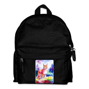 Lynx in the mountain forest (watercolour) - Kids' Backpack - black - Front