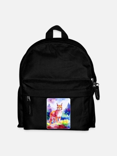 Luchs im Bergwald (Aquarell) - Kinder Rucksack - Schwarz