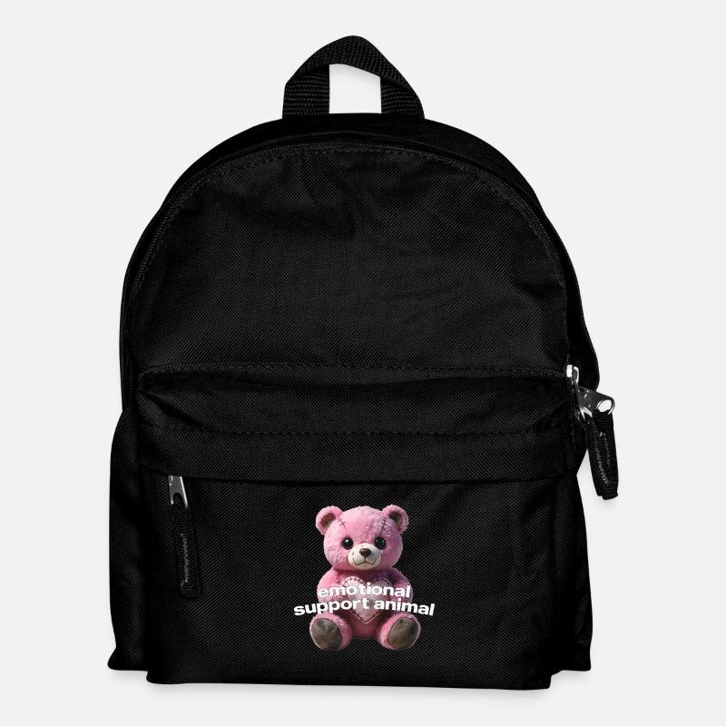 Zärtlicher rosa Bär mit Herz - Kinder Rucksack - Schwarz