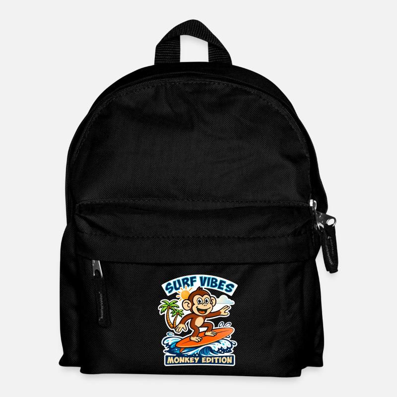 Surf-Vibes – Affen-Edition. - Kinder Rucksack - Schwarz