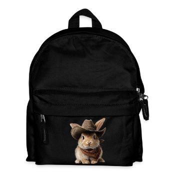 Hase Kaninchen Cowboy Hut Western Country - Kinder Rucksack - Schwarz - Vorne