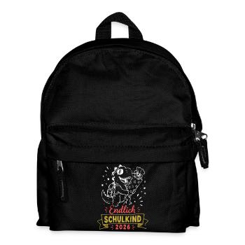 Endlich Schulkind 2026 Dino - Kinder Rucksack - Schwarz - Vorne