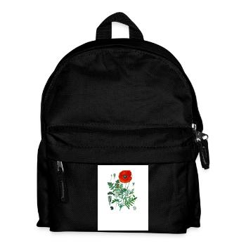 Roter Mohn in botanischer Illustration - Kinder Rucksack - Schwarz - Vorne
