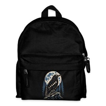 Nordischer Rabe mit Mondphasen Symbol - Kinder Rucksack - Schwarz - Vorne