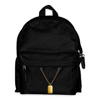 Goldbarren Kettenanhänger  - Kinder Rucksack - Schwarz - Vorne