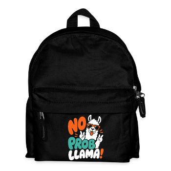 Lama mit Peace-Zeichen – No Prob Llama - Kinder Rucksack - Schwarz - Vorne