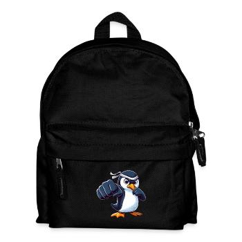 Cooler Cartoon Pinguin Karate Martial Arts - Kinder Rucksack - Schwarz - Vorne