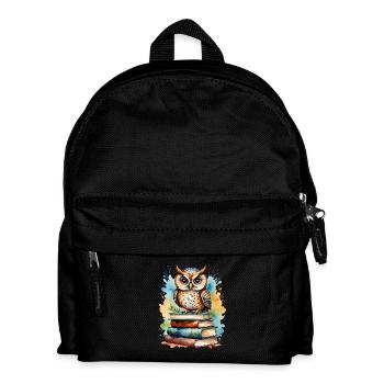 Book Owl Colorful Watercolor Painting - Kids' Backpack - black - Front
