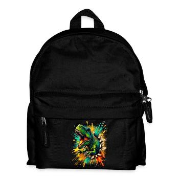T-Rex dinosaur goes through the wall - Kids' Backpack - black - Front