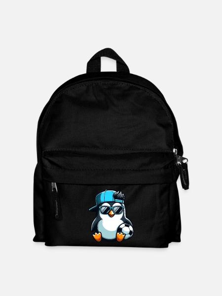 Süßer Pinguin Cartoon Fußballspieler - Kinder Rucksack - Schwarz