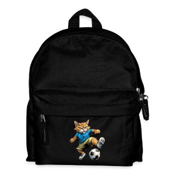 Katze Fussball - Kinder Rucksack - Schwarz - Vorne