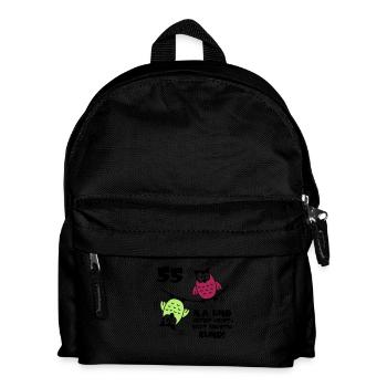 55. Geburtstag - Eulen "na und" - Kinder Rucksack - Schwarz - Vorne