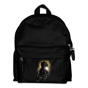 3D Pferd - Kinder Rucksack - Schwarz - Vorne