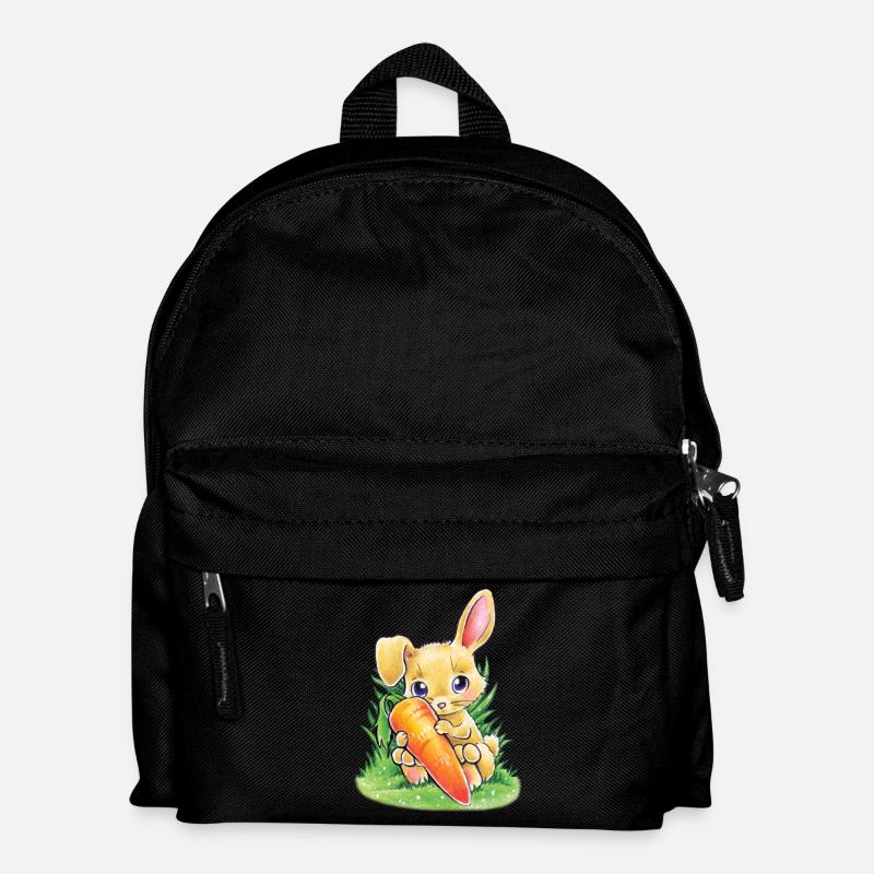 Hase mit Karotte - Kinder Rucksack - Schwarz
