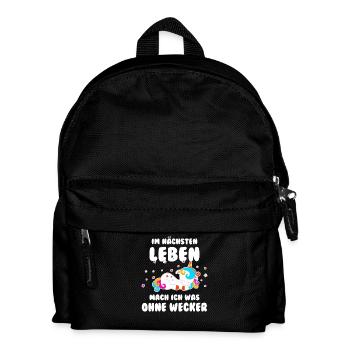 Im nächsten Leben mach ich was ohne Wecker Einhorn - Kinder Rucksack - Schwarz - Vorne
