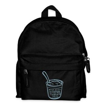 Bitte nicht schubsen ich habe Joghurt im Beutel - Kinder Rucksack - Schwarz - Vorne