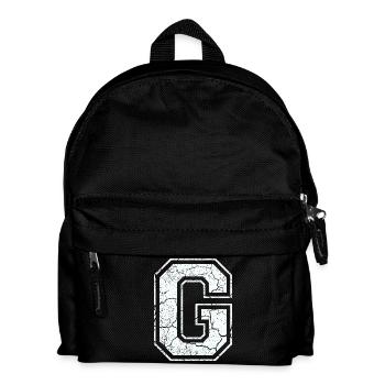 Letter G in white in the used look - Kids' Backpack - black - Front