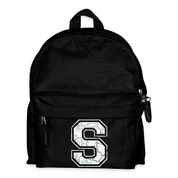 Letter S in white in the used look - Kids' Backpack - black - Front