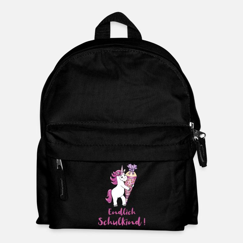 Einhorn mit Zuckertüte Einschulung Schulanfang - Kinder Rucksack - Schwarz