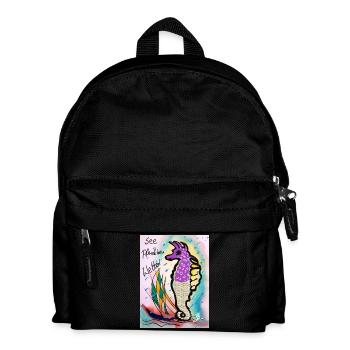 EG Seepferdchen I Tier I Meer I Urlaub i Geschenk - Kinder Rucksack - Schwarz - Vorne