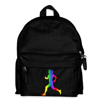 Bunter Läuferin Regenbogen - Kinder Rucksack - Schwarz - Vorne