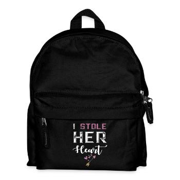 I Stole Her Heart Couple Tshirt - Kids' Backpack - black - Front
