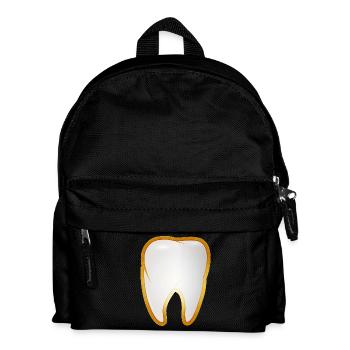 A tooth in golden frame gold tooth style - Kids' Backpack - black - Front
